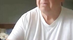 old man jerking his big dick