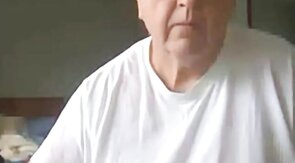 old man jerking his big dick