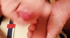 Old man cums over my young shaven cock