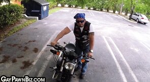 Mature gaypawn biker POV assfucked in office by owner