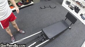 Real gaypawn stud fucked in 3some by pawnshop owners