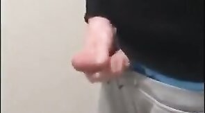 Cute Boy wank in school bathroom and cum in classroom