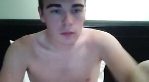 Twink jerks off and eats cum