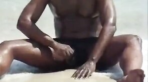 jerking off at the beach