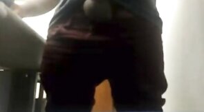 MILKING HIS BIG UNCUT BRAZILIAN DONKEY DICK AT WORK