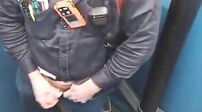 Worker Bear Jerks Off & Cum in Porty Potty at Work