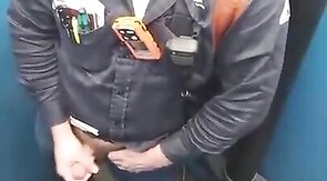 Worker Bear Jerks Off & Cum in Porty Potty at Work