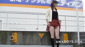 Japanese Crossdresser Outdoor Flashing.