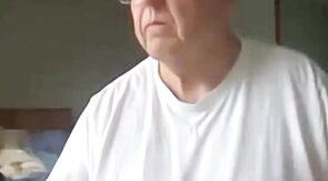 old man jerking his big dick