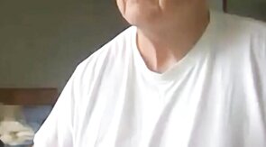 old man jerking his big dick