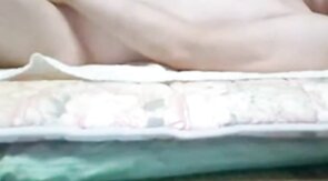 Asian grandpa jerking off on the bed