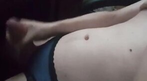 Feminine boy cums with his panties on