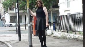 Sexy Transvestite masturbating out side the post office