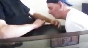 Swallowing cum from my friend again