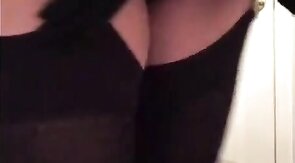 Sissy Crossdresser Bondage in Lycra Dress and Stockings