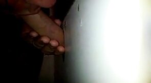 Glory hole cock sucking with cum swallow..