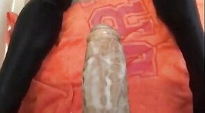 Sissy big black dildo fucked