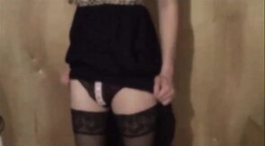 Twink Crossdresser Strips in Dress and Panties