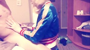 Crossdresser SS Harley Quinn Sucks Cock and Balls