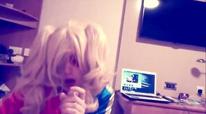 Crossdresser SS Harley Quinn Sucks Cock and Balls