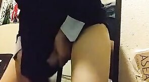 Latin Twink Crossdresser Rides His Toy