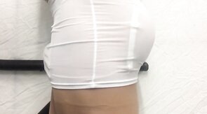 Big Cock Exposed by See-Through Miniskirt