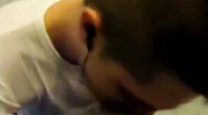 Cum-hungry guy gets a tasty treat in a public restroom