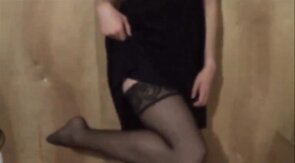 Twink Crossdresser Strips in Dress and Panties