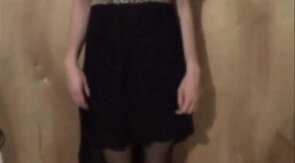 Twink Crossdresser Strips in Dress and Panties