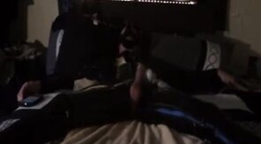 Twink's Kinky Latex Self-Bondage Session with a Sex Toy