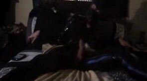 Twink's Kinky Latex Self-Bondage Session with a Sex Toy