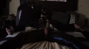 Twink's Kinky Latex Self-Bondage Session with a Sex Toy