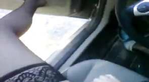 Crossdresser bear jerking off outdoors in nylons