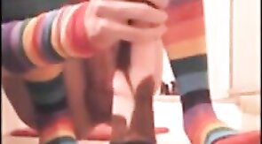 Crossdresser Femboy Rides Dildo and Jerks Off