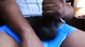 Hung Black Stud Strokes His Big Cock