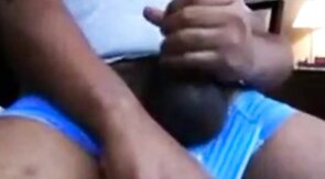 Hung Black Stud Strokes His Big Cock