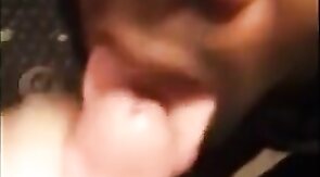 Black Twink Swallows White Cum in Interracial Blowjob