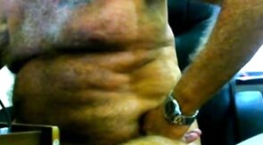 Old Man Stroking on Webcam