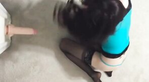 Big Dick Pounds Twink Crossdresser on Wall