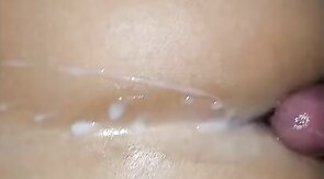 Crossdresser creams my ass during anal