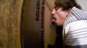 Twink Swallows Big Cock at Glory Hole