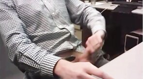 Big-Cocked Dad Strokes at the Office