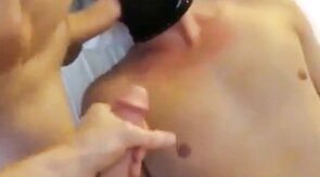 Twink's Threesome Suck Session with Two Thick Cocks