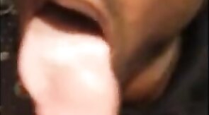 Black Twink Swallows White Cum in Interracial Blowjob