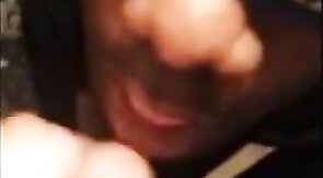 Black Twink Swallows White Cum in Interracial Blowjob