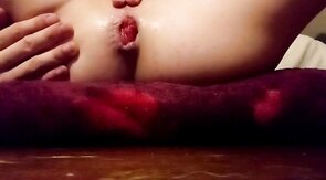 Twink's Gaping Pussy Stretched by Sex Toy