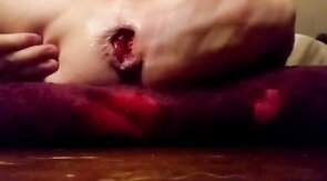 Twink's Gaping Pussy Stretched by Sex Toy