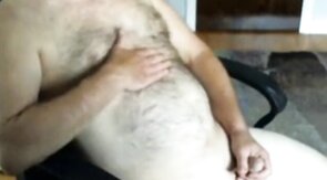 Hairy Daddy Strokes on Webcam