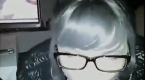 Crossdressing Secretary Gives Amateur Blowjob on Webcam