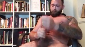 Muscular amateur masturbates and swallows his load.
